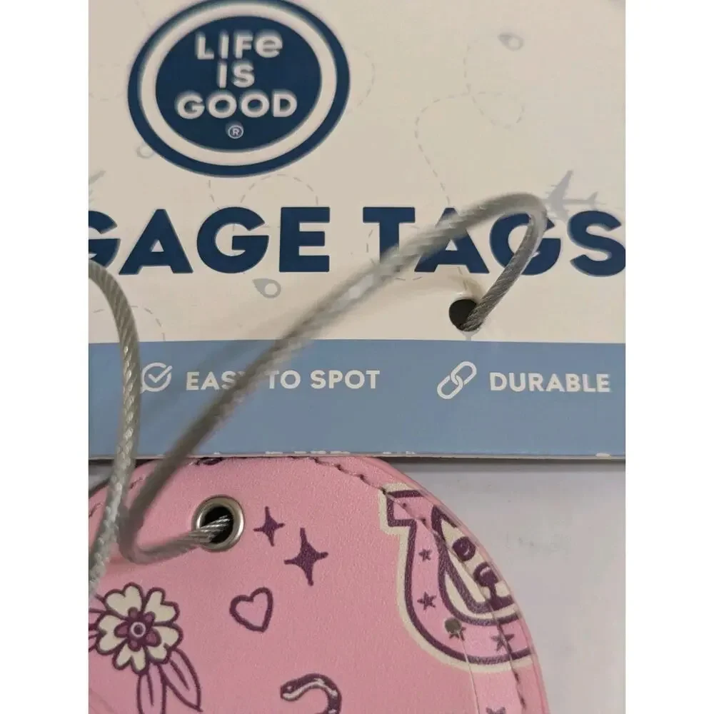 Life Is Good Pink Horse Cowgirl Cowboy Luggage Tags, Set Of 2 Boots Horseshoe